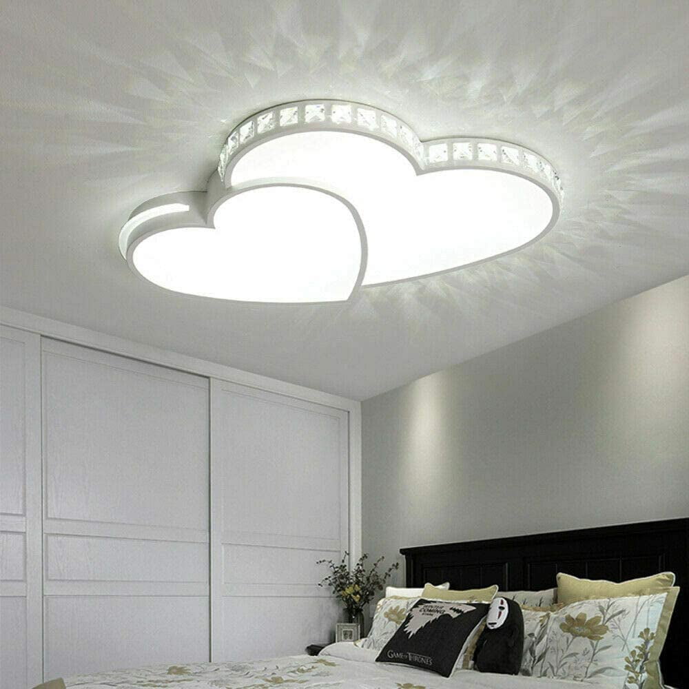 Modern Heart Shaped Ceiling Light, Crystal Flush Mount Led Ceiling Lighting Fixture, for Bedroom Living Room Dining Room Decoration Lamp 110V (Cool White)