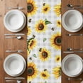 thumbnail image 6 of Sunflower Table Runner - 108 Inch Long, Kitchen Dining Table Runner Dresser Scarves, Farmhouse Grey Buffalo Check Floral Bee Farmhouse Decor for Coffee Tables Wedding Party Banquet, 6 of 8