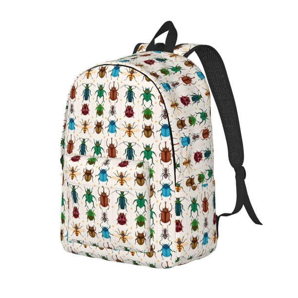 Disketp Cartoon Insects Mochila de Lona Estampada, Mochila Escolar de Viaje Ligera para Estudiantes y Portátil-Medium