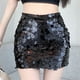thumbnail image 2 of Falda mini de lentejuelas para mujer - Falda sexy de cintura alta y corte en A - Poliéster y spandex elásticos - Diseño plisado para fiestas/ocasiones informales, 2 of 7