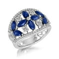 thumbnail image 2 of HeartsAndYou 4ct Natural Sapphire & Diamond Ring Flower Cocktail 100% 14k SOLID White Gold, 2 of 9