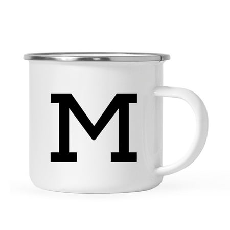 Fast Monogrammed Gifts Andaz Press 11oz. Stainless Steel Campfire Coffee Mug Gift, Camp Monogram Initial M, 1-Pack ()