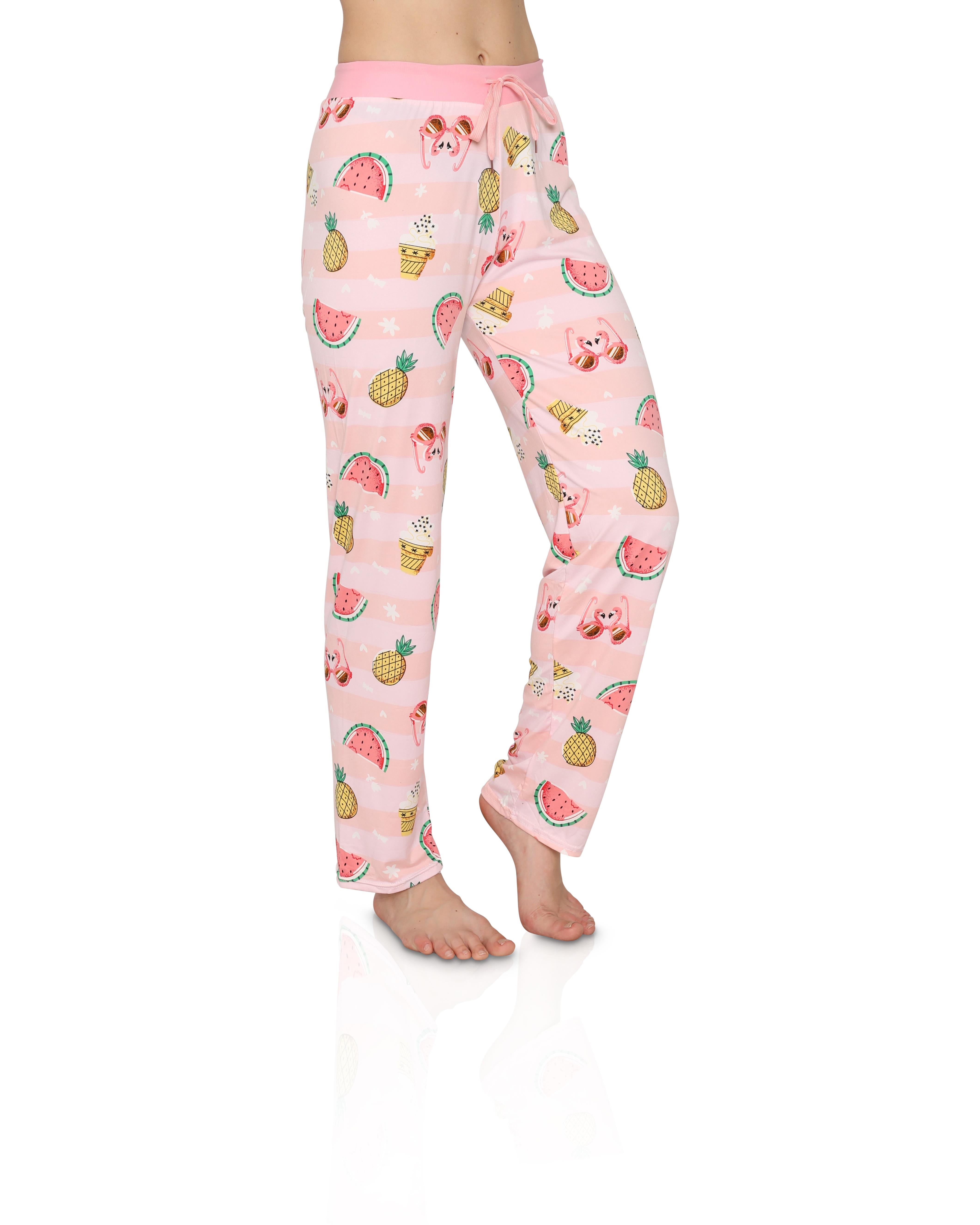 Womens Pajama Pants Female Bottoms, Pineapple, Size: Medium, Victoria  Collection 