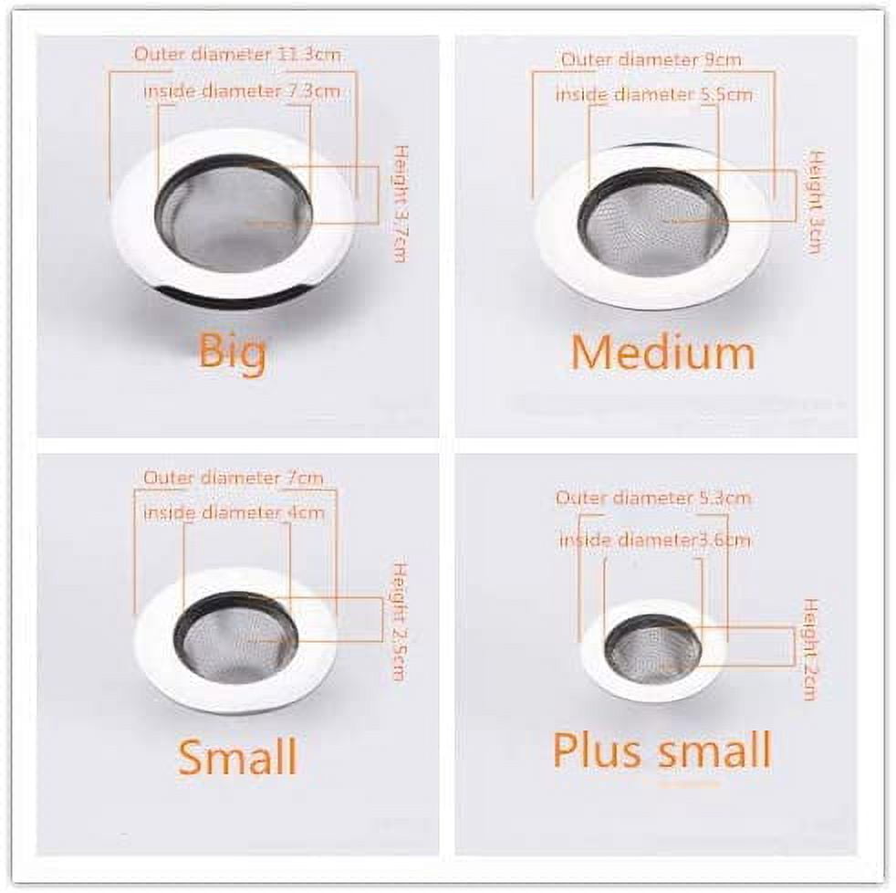 FRKSMD-The Size of the Plugs for Shower Drain Pipes (pack of 4), Bathtub Drain Covers, Sink Drain Plugs, Kitchen and Bathroom Sink Filters Range from 1.5 Inches to 4.45 Inches. (Silver-Small holes)
