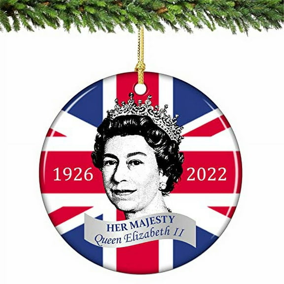 Queen Elizabeth II Christmas Ornament Porcelain Union Jack 1926-2023 (Royal Collection)