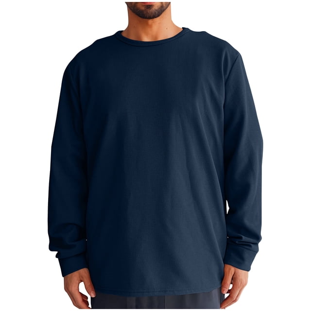 Jalioing Chandail à Col Rond pour Hommes Manches Longues Décontracté Texture Chandail en Molleton Couleur Unie Basique Ample