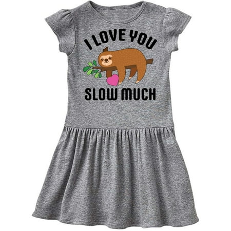 

Inktastic Valentine s Day I Love You Slow Much with Cute Sloth Gift Toddler Girl Dress