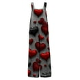 thumbnail image 4 of Fgvctg Valentine's Day Women's Overalls Wide Leg Pant Dressy Overalls Love Heart Print Sleeveless Spaghetti Straps Jumpsuits Rompers Bib Overalls Plus Size Sprimg Pants With Pockets Watermelon Red L, 4 of 6