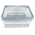 thumbnail image 1 of Reusable Plastic Grocery Shopping Baskets, Foldable Storage Crates With Handles For Kitchen Pantry Bathroom, 1 of 8