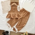 thumbnail image 2 of Yindaity Toddler Girls Outfits Toddler Baby Girl Clothes Spring Fall Outfits, Short Sleeve Long Pants Set(Coffee,4-5 Years), 2 of 6