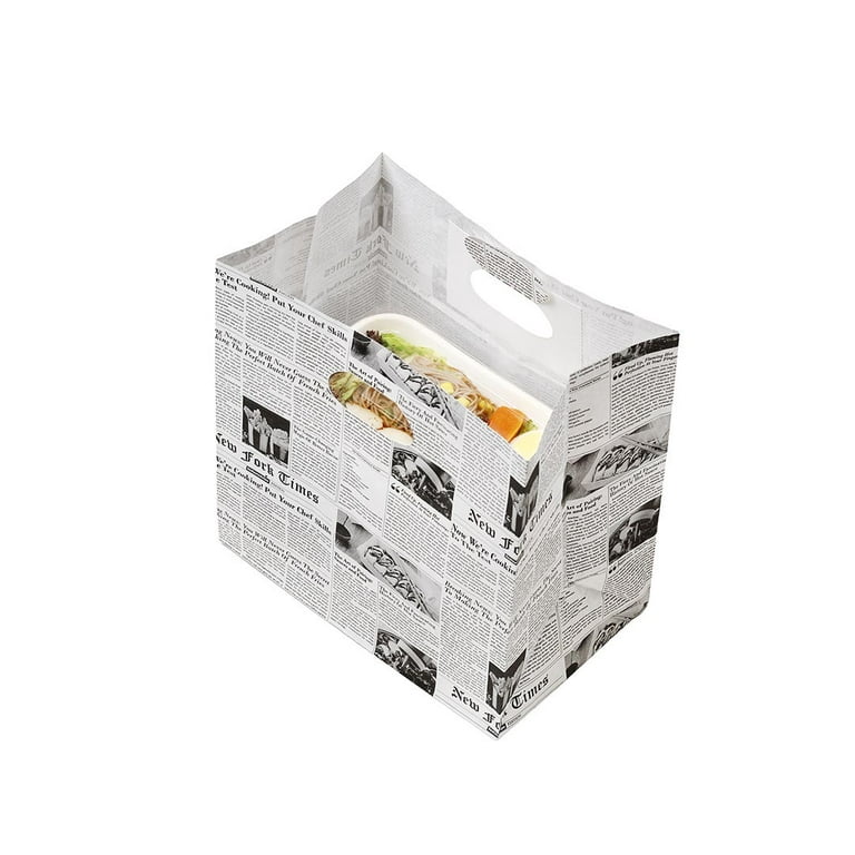Restaurantware Bag Tek Newsprint Paper French Fry/Snack Bag - 7 x 3 x 11, Large, 100 Count Box