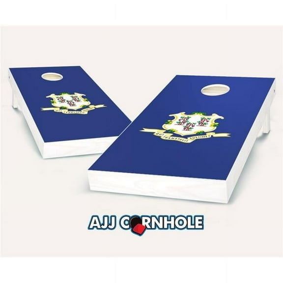 AJJCornhole 107-ConnecticutFlag Connecticut Flag Theme Cornhole Set with Bags - 8 x 24 x 48 in.
