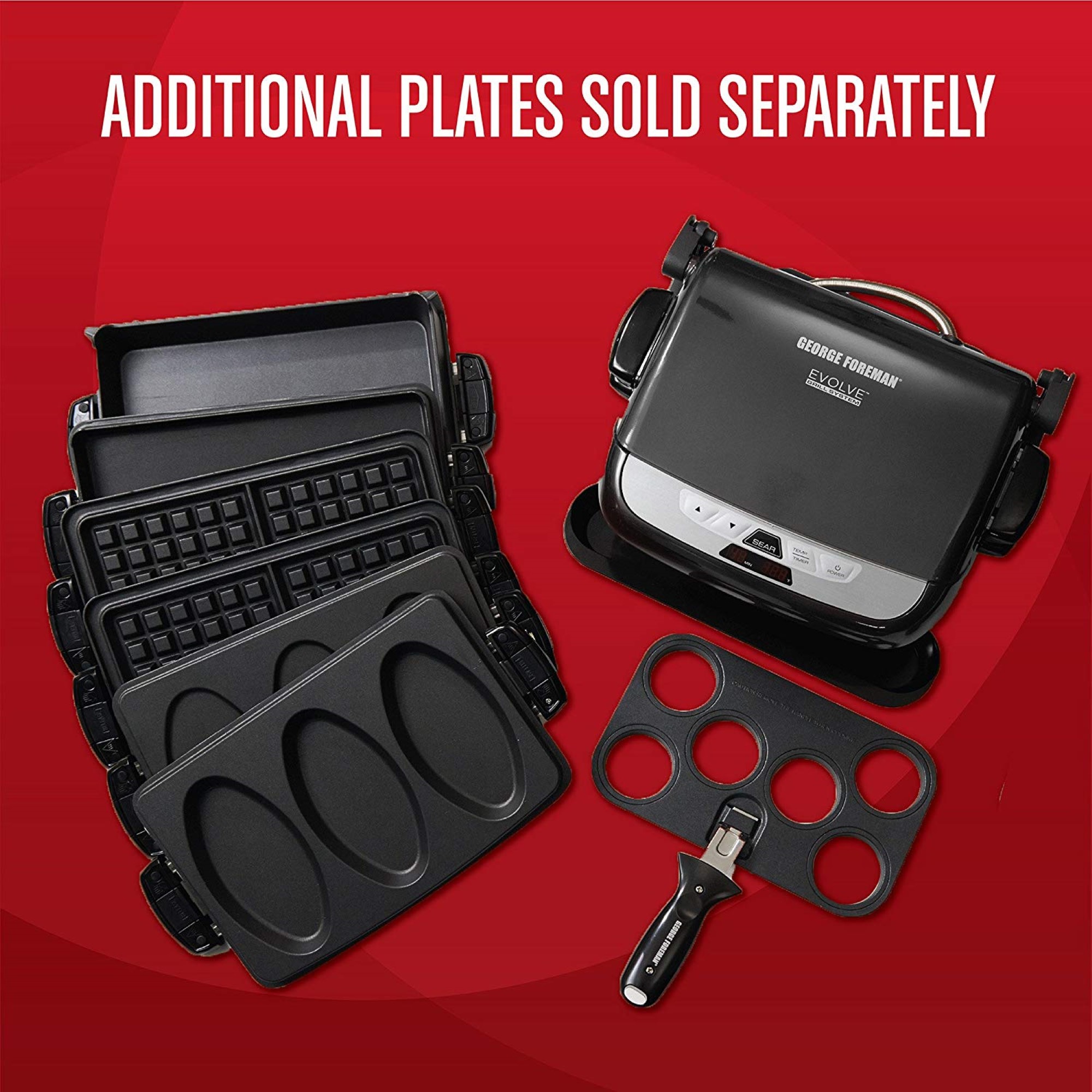 George Foreman 5-Serving Evolve Grill With Waffle Plates And Ceramic Grill Plates Black - image 2 of 5