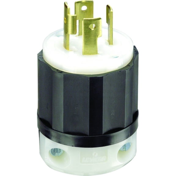 Leviton Locking Plug Nylon Indust. 30 Amp 3 Pole, 4 W Nema L 14-30 Pole CSA B/W Poly