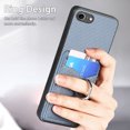thumbnail image 6 of Carbon Fiber Patterned Case for iPhone 7 Plus, iPhone 8 Plus, Wallet case with [360°Rotation Ring Kickstand] Credit Card Holder,PU Leather Shockproof Cover Women Men, Blue, 6 of 8