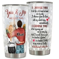 Personalized Couple Tumbler with Lid Customized Name Travel Mug Cup Stainless Steel Gift Idea For Couple Him Her Valentine's Day Wedding Anniversary, 20-30Oz
