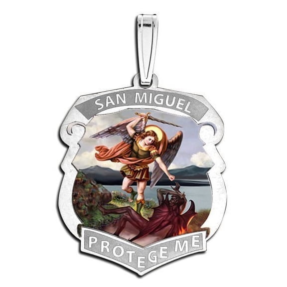 Picturesongold.Com San Miguel Badge Necklace Pendants - 3/4 x 1 inch - Sterling Silver