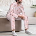 thumbnail image 7 of Honeii Rabbit And Peach Pattern Mens Pajamas Set,2pcs Men's Lounge Long Sleeve Sleep Shirt and Pajama Bottoms Sleepwear Set,Mens Pjs Sets-XX-Large, 7 of 7
