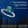 thumbnail image 2 of Gem Stone King 14K White Gold Green Malachite and Blue Created Sapphire Engagement Ring for Women | 2.28 Cttw | Oval 8X6MM | Gemstone Birthstone | Size 6, 2 of 6