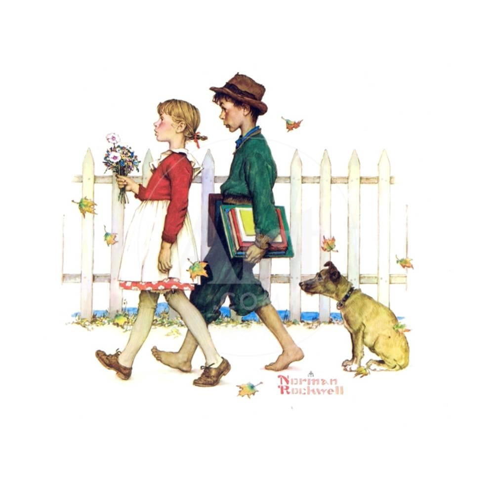 Young Love Walking to School, Unframed Giclee Print Wall Art by Norman ...