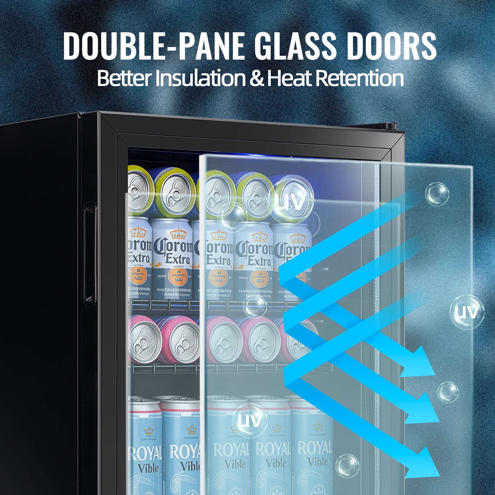 TACOOL Small Beverage Cooler 95 Can Beverage Refrigerator Cooler, 2.8Cu.Ft Drink Mini Fridge Glass Door for Soda Beer Black