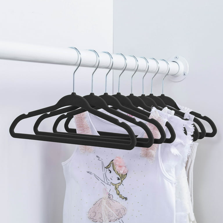 Zober Kids Non Slip Velvet Clothing Hanger, 30 Pack, Black