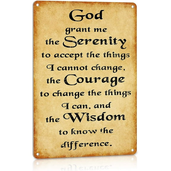 Serenity Prayer Room Wall Decor, Vintage Metal Tin Signs Home Decorations Inspirational Sign Gifts 8x12 Inch