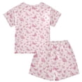 thumbnail image 7 of Summer Short Sleeve Pajama Sets Pink Butterfly Patterns Sleepwear Nighty 95% Cotton (5-14Y), 7 of 7