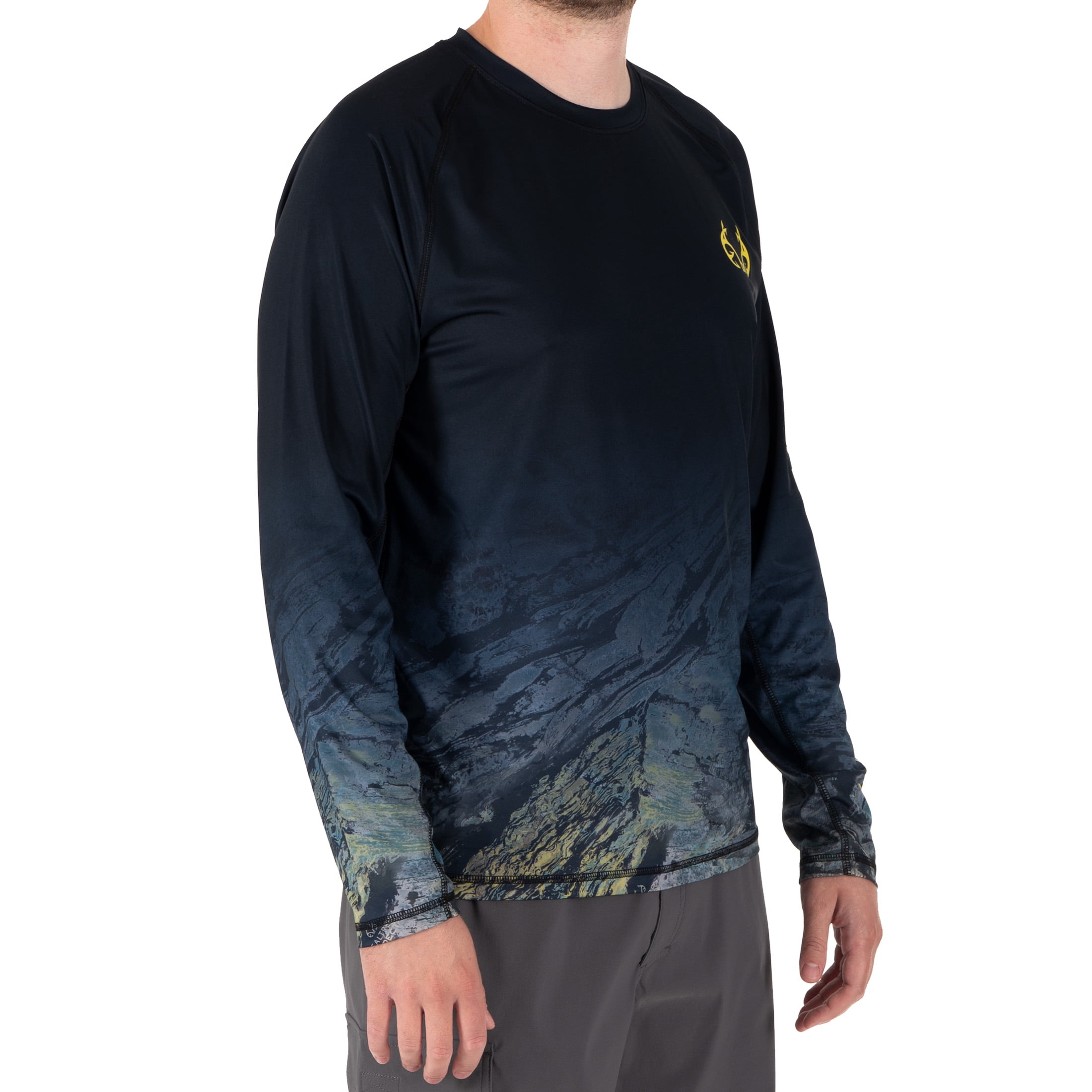 Realtree Men's Long Sleeve Performance Fishing Tee, Deep Ocean, M