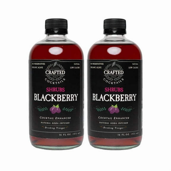 Crafted Cocktails Blackberry Shrubs, 16 fl oz, 2 Pack | Drinking Vinegar with Natural Blackberry & Agave | Great for Cocktails, Mocktails, or Craft Drinks