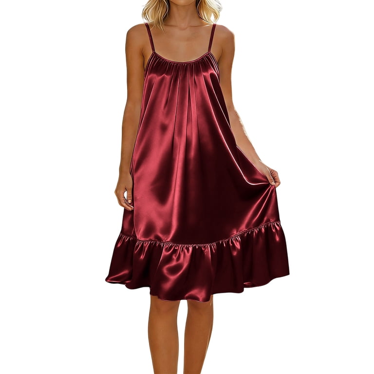 satin ruched ruffle hem mini dress Satin Asymmetrical Scarf Neck Ruffle Hem Mini Dress