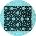 thumbnail image 1 of Ahgly Company Indoor Round Oriental Light Blue Traditional Area Rugs, 4' Round, 1 of 4