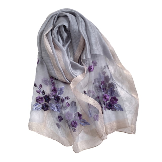 Bufanda de seda para mujer, chales y abrigos ligeros para bodas, moda Pashmina, bufandas bordadas