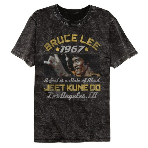Bruce Lee Box Smirk Mineral Wash Black Adult T-Shirt