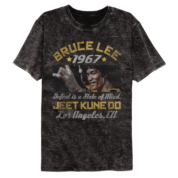 Bruce Lee Box Smirk Mineral Wash Black Adult T-Shirt S
