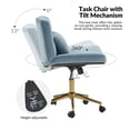 thumbnail image 4 of Adjustable Modern Swivel Velvet Desk Task Chair for Makeup Vanity Blue, 4 of 8