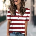 thumbnail image 2 of NAMTYQX Graphic Tees for Women Trendy Short Sleeve Patterned Fashion Button V Neck Basic Tees for Women Deep Red Size XL, 2 of 5