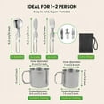 thumbnail image 3 of Camping Grill Cooking Cookware Kit Stainless Steel Camping Pots and Frying Pans AllinOne Outdoor Portable Camp Cookset Grilling Tools for Backing & Campfire (Person, 3 of 8