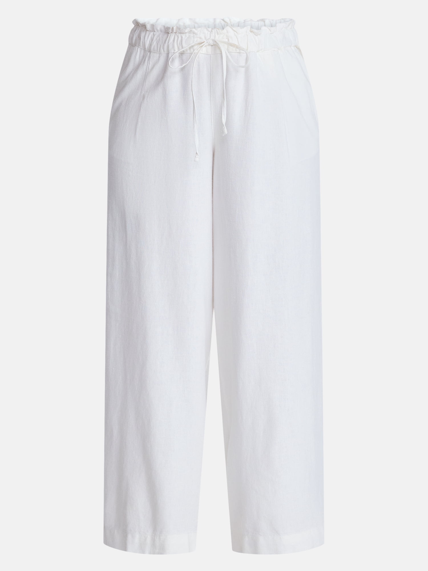 Time and Tru Women's Wide Leg Linen Blend Pants, Sizes XS-4X