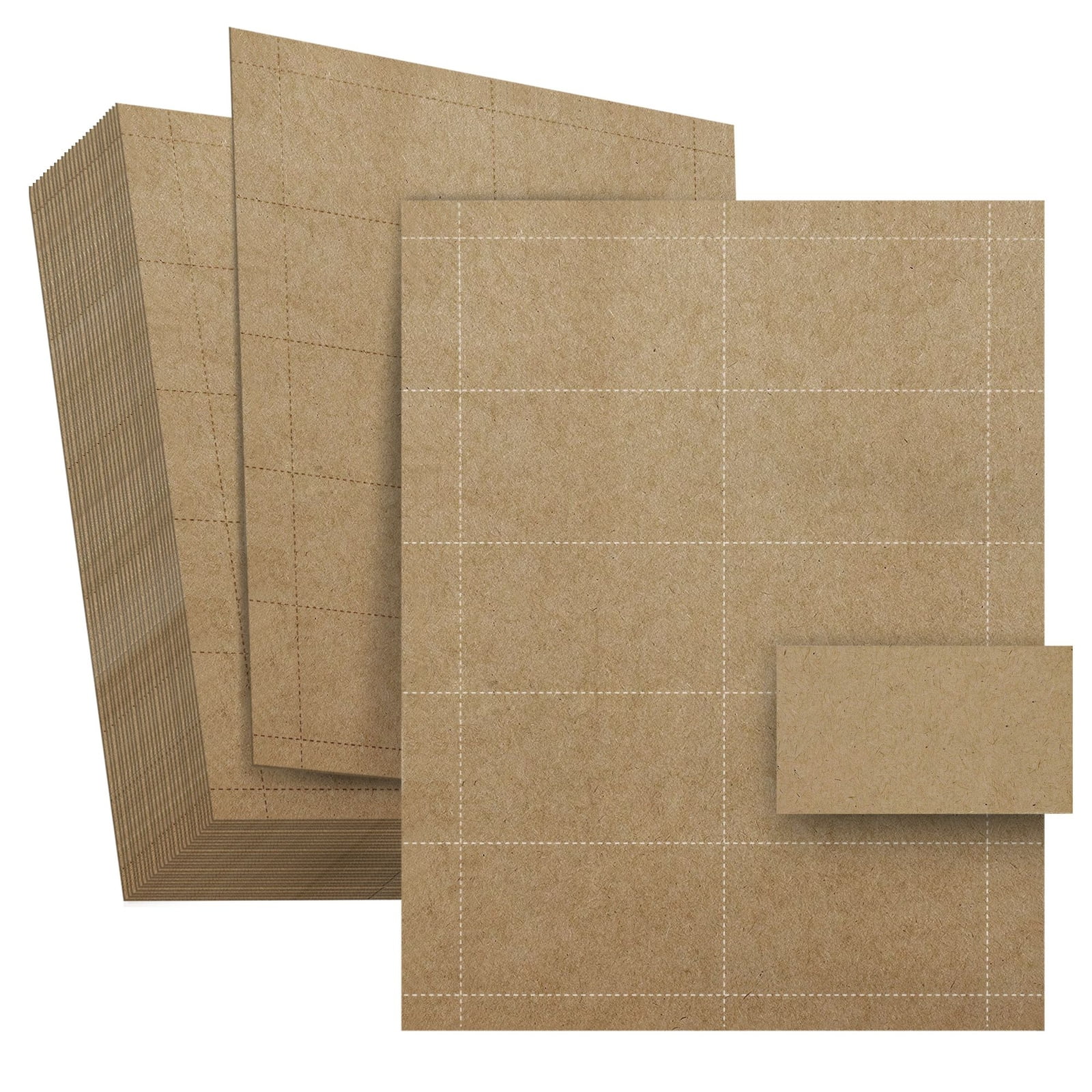 100 Sheets 1000 Cards Printable Business Card Kraft Brown Paper, Heavyweight Card Stock Blank Paper for Printer