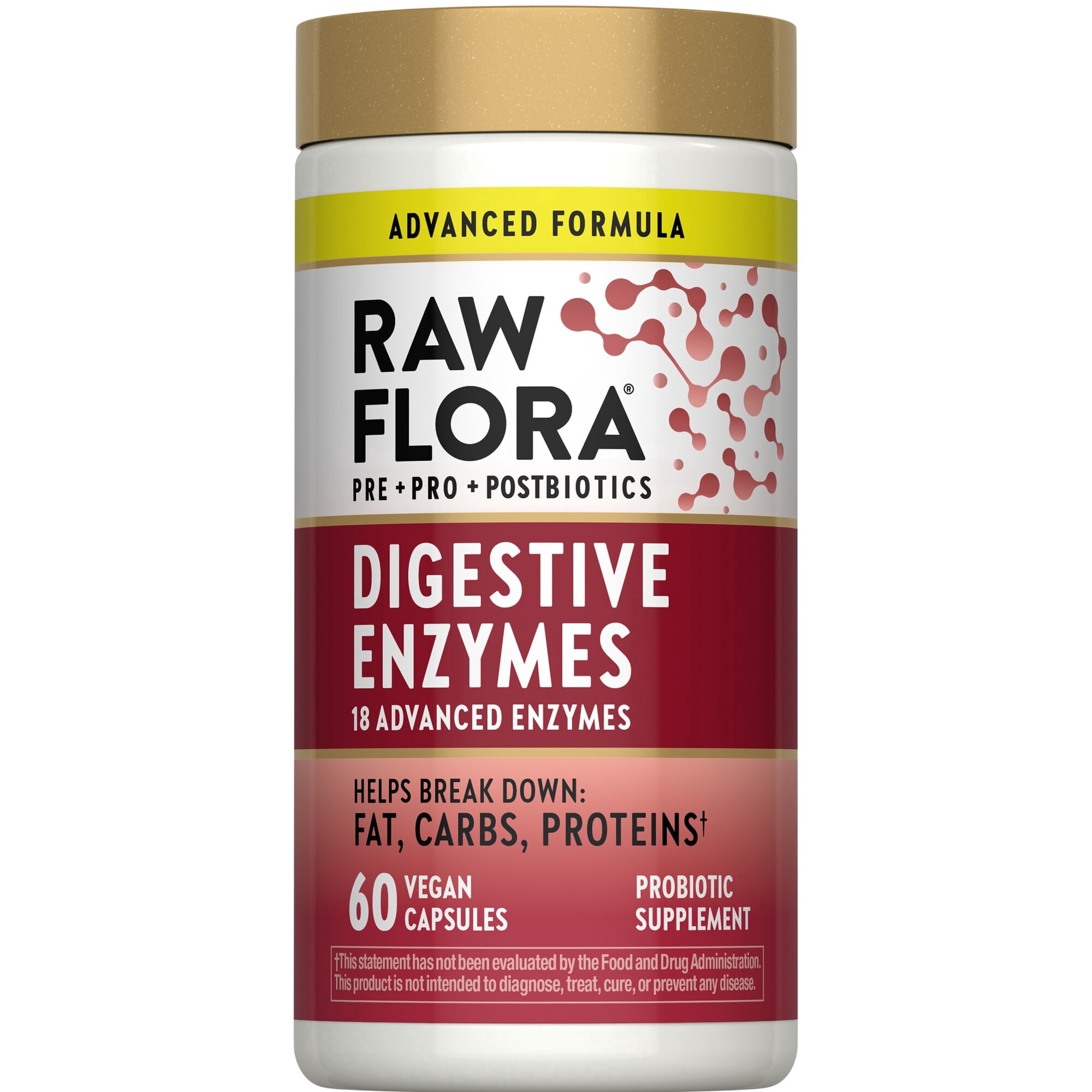 Digestive Enzymes for Women and Men | with Probiotics & Prebiotics | 60 Vegan Capsules | by Raw Flora