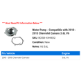 thumbnail image 2 of Water Pump - Compatible with 2010 - 2015 Chevy Camaro 3.6L V6 2011 2012 2013 2014, 2 of 2