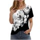 thumbnail image 1 of Camisetas de Cuello Redondo Impreso Gradiente de las Mujeres, Manga Corta Casual Top para el Uso Diario, 1 of 4