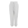 thumbnail image 5 of BXINGOHAI Women Capri Pants Cotton Yoga Wide Leg Pajama Pants Capris Sweatpants Sports White L, 5 of 5