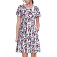 thumbnail image 1 of Fotbe Baby Cow Vestido Largo de Moda para Mujer, Vestido Tipo Camiseta con Manga Corta y Estilo Casual a Rayas y Bloques de Color, 1 of 6