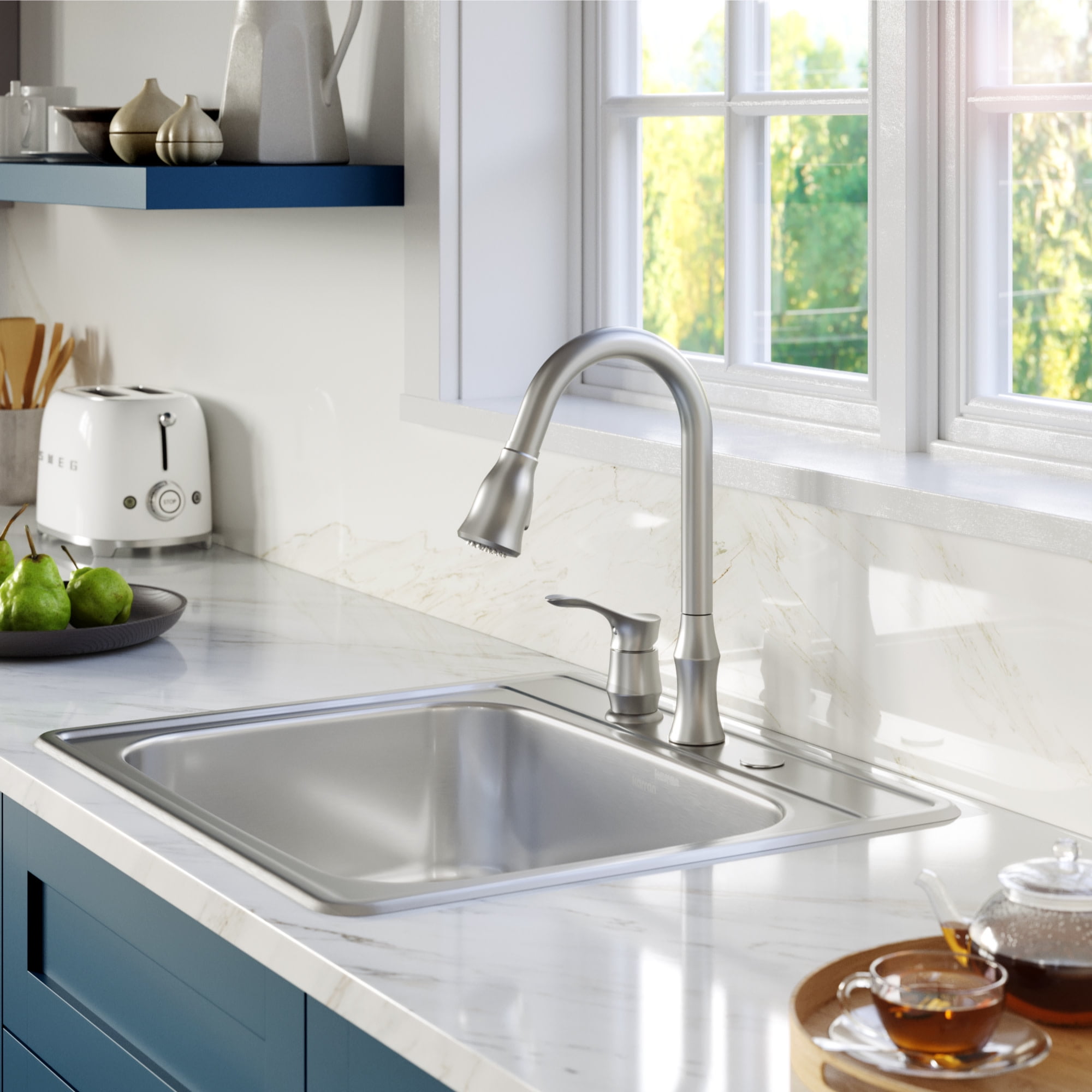 Karran 25" Top Mount 18-Gauge Stainless Steel Single Bowl Kitchen Sink Kit