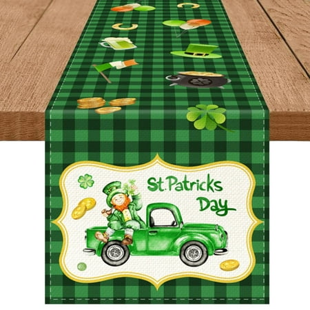 

Dpkshia Decorative Table Banner St. Day Table Decor Linen Jute Fabric For Spring Festival Home Kitchen Dining Party Decoration Table Runner