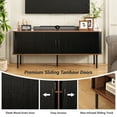 thumbnail image 3 of VEANERWOOD 63" TV Stand for 70" TV, Wood Entertainment Center with Storage and Shelves, 2 Sliding Tambour Doors, Mid-Century Modern,Black, 3 of 9