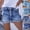 Dark Blue, variant on uublik Jean Shorts for Women Stretchy Casual Fashion Trendy Button Fly Denim Shorts Blue