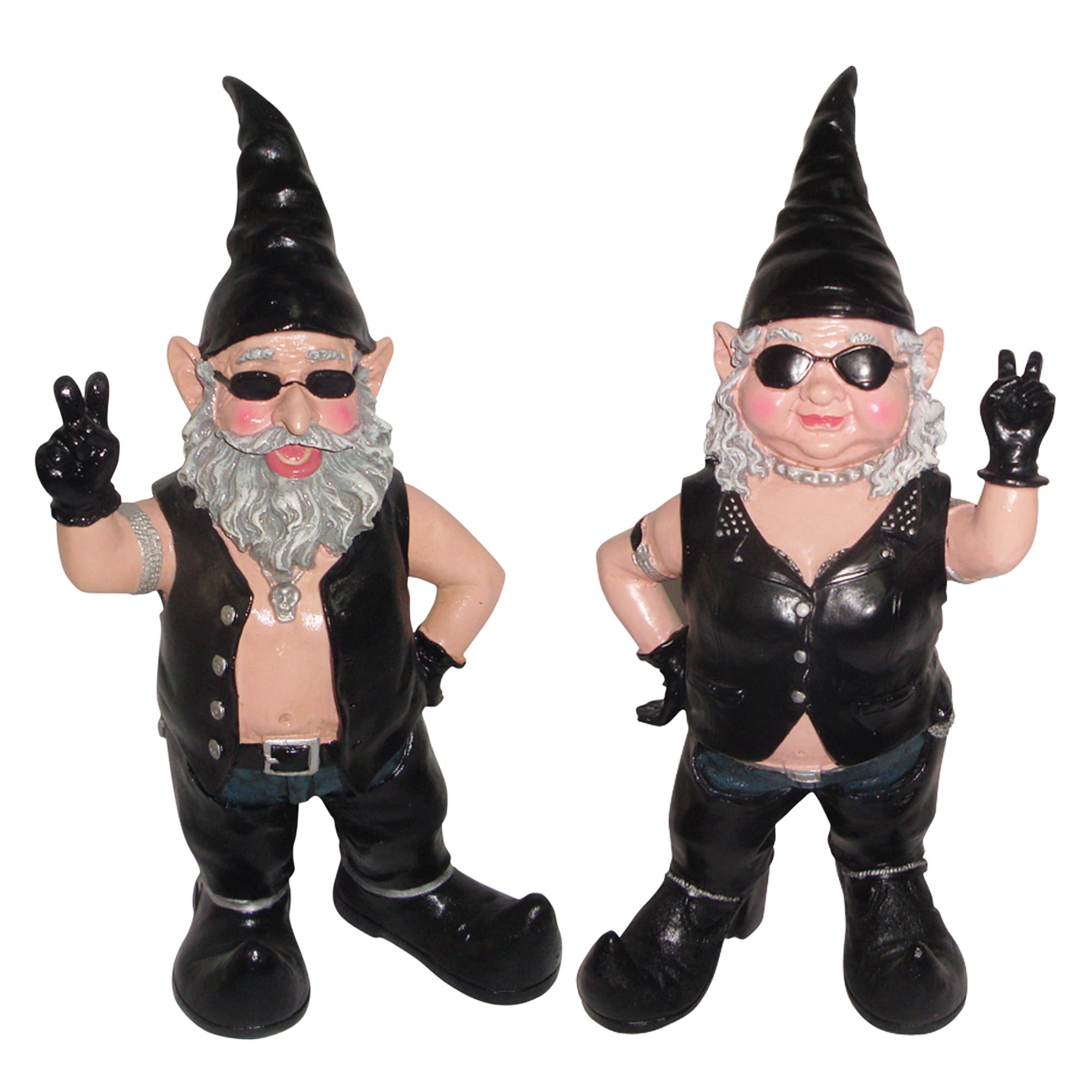Homestyles Peace Sign "Biker Dude" the Biker Gnome in Leather Motorcycle Riding Gear Home & Garden Large Outdoor Statue 14.5"H